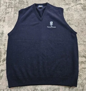 Peter Scott 100% Merino Wool Tank Top Size M Embroidered The Castle Course Logo - Picture 1 of 8