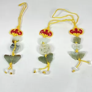 Correa colgante de mariposa de jade natural tallada a mano de 3 piezas anudada para teléfono celular coche - Imagen 1 de 4