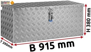 Deichselbox Staubox Gurtkiste Anhängerbox Alu Riffelblech 915x380x390mm 500930 - Bild 1 von 7