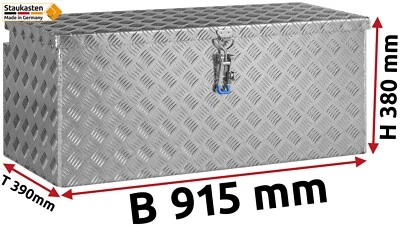 Deichselbox Staubox Gurtkiste Anhängerbox Alu Riffelblech 915x380x390mm 500930 - Bild 1 von 4
