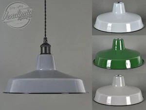 Classic Retro Vintage Industrial Factory Enamel Shade Lampshade Steel Pendant - Picture 1 of 49