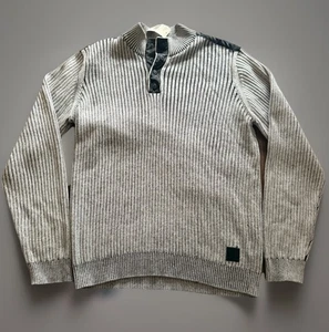 Guess NWT sweater Half Zip Xl Mens Khan Ribbed Salt White $59.99 Tag - Picture 1 of 6
