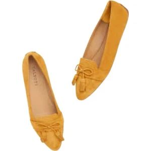 NWOB! Talbots Women’s Francesca Yellow Suede Leather Driving Flat Size 8.5 M - Picture 1 of 7