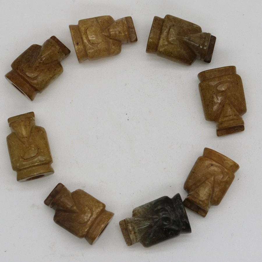 Pulsera de estatuilla china tallada de jade Weng Zhong 8 piezas coleccionada C635 Foto 1 de 3