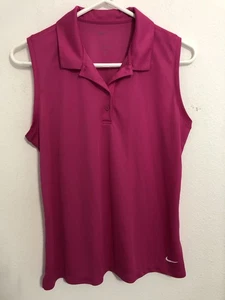 Nike Golf Tour Performance Dri Fit Women's Medium Magenta Sleeveless Polo Shirt - Picture 1 of 8