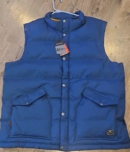 Nike Puffer Vest Mens XXL Tall Blue Full Zip Down 550 Fill Pockets Snap Front - Picture 1 of 12