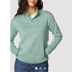 Eddie Bauer Radiator Fleece Snap Mock Pockets Sweater Coat Womens L Pullover NWT - Picture 1 of 10