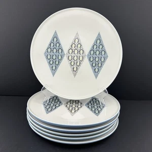 Iroquois BLUE DIAMONDS Dinner Plate (6) Ben Seibel Floral MINT Cond. - Picture 1 of 21