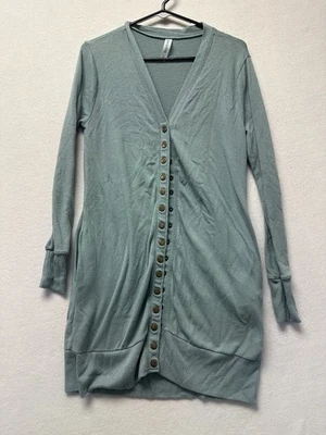 Cárdigan Zenana Outfitters para mujer S pequeño manga larga verde azulado frente a presión Foto 1 de 4