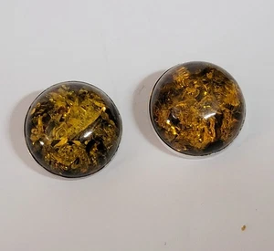 Amber & Sterling Round Clip-on Earrings 10 grams - Picture 1 of 4