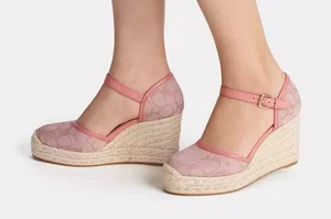Coach Raine Signature Jacquard Espadrille Keilabsatz Größe 9 B Farbe Pink Einzelhandel 500 $ - Bild 1 von 14
