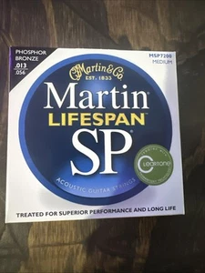 Martin MSP7200 Lifespan SP Acoustic Guitar Strings MED .013-.056 Cleartone Coat - Picture 1 of 5