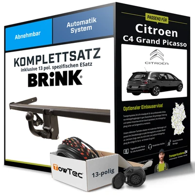 Anhängerkupplung BRINK abnehmbar für CITROEN C4 Grand Picasso +E-Satz NEU AHK - Bild 1 von 4
