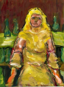 Barmaid At The Bordello - Gouache - By F. DeTrolio - (Prints Available) - Picture 1 of 7
