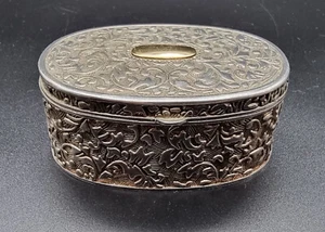VINTAGE VICTORIAN STYLE SILVER PLATED REPOUSSE JEWELRY CASKET LINED RED VELVET - Picture 1 of 12