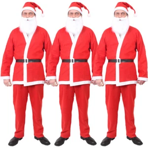 PACK OF 3 ADULT SANTA SUIT FATHER CHRISTMAS FANCY DRESS COSTUME MENS XMAS OUTFIT - Picture 1 of 2