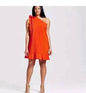 Victoria Beckham Target Plus 2x Orange One Shoulder Scalloped Dress Vibrant NWOT - Picture 1 of 9
