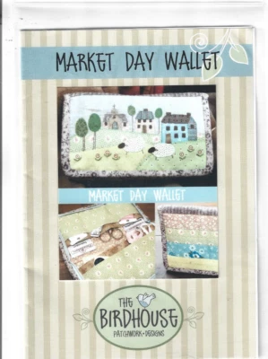 Market Day Wallet The Birdhouse Sewing Pattern Sheep House Stitchery Sew - Image 1 of 2