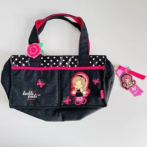Bolso de Mano Santoro Tutti Cuti Negro y Rosa Bordado Mariposas Flores Rosas - Imagen 1 de 10
