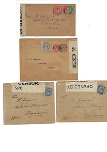 Great Britain: 1915; to 1918, 4 covers to Spain, censorship, 1 fee paid, EBGB095 - Picture 1 of 2