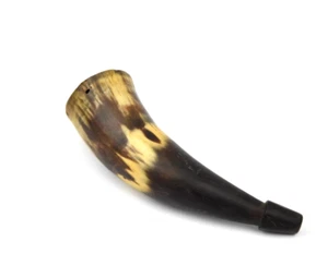 Antiguo cuerno en polvo con punta de tornillo del siglo XVIII de 5 pulgadas, trasero tallado decorativo - Imagen 1 de 21