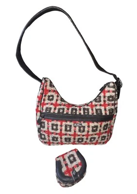 Vera Bradley твидовый клетку Дамская сумка и бумажник комплект красный коричневый трудно найти - Изображение 1 из 4