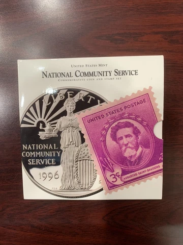 1996 National Community Service U.S. Silver Dollar Coin and Stamp Set Cover