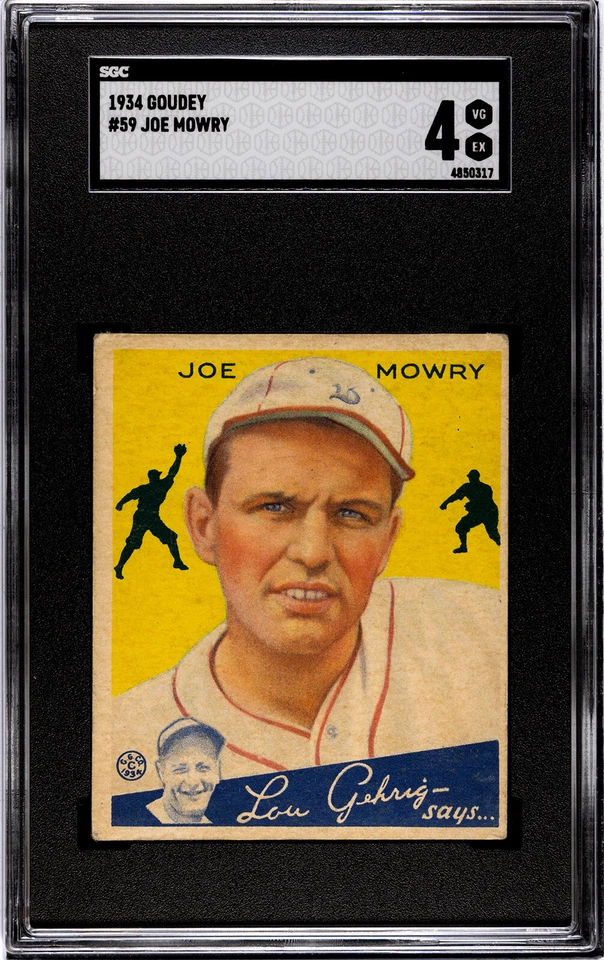 1934 Goudey #59 Joe Mowry Boston Braves SGC 4 VGEX - Image 1 of 2