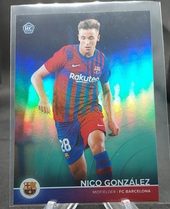 2021-22 Topps FC Barcelona Team Set Aqua Foil 02/40 Nico Gonzalez #23 Rookie RC
