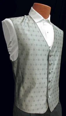 Men's Perry Ellis Silver Grey Tuxedo Vest Fullback Wedding Groom Prom ML Tall - Image 1 of 4