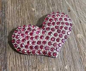 Cluster Heart Brooch Pin 2.89 Ct Round Simulated Pink Ruby 14k White Gold Plated - Picture 1 of 5