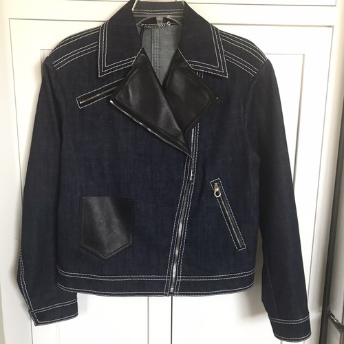 Giacca moto donna Versace denim e pelle 38