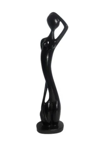 Woman Statue Figurine ~ Black ~ 12” Tall ~ Abstract Art ~ Sculpture Decor - Picture 1 of 4
