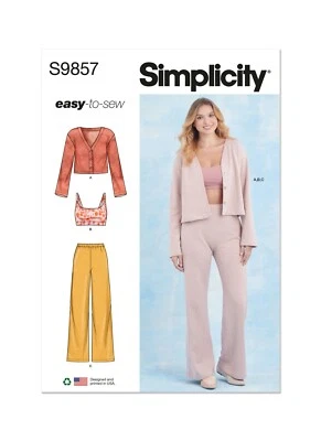 SIMPLICITY 9857 MISSES LOUNGEWEAR Pattern Size S-L XS-XXL TOP PANTS CARDIGAN - Image 1 of 4
