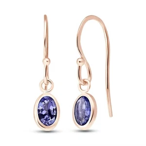 14K. SOLID GOLD FISH HOOK EARRINGS WITH TANZANITES - Picture 1 of 4