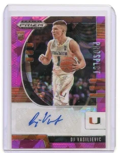 Prizm Draft Picks DJ Vasiljevic Pink Ice Prizm 2020-21 tarjeta automática huracanes - Imagen 1 de 2