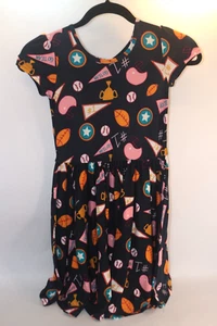Dot Dot Smile Blue Sport "Go Team" Print Twirl Dress Young Girl size 7 NEW - Picture 1 of 12