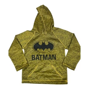 Batman Hoodie Pullover Kids Size 6 Lightweight Yellow Graphic Activewear Top - Picture 1 of 6