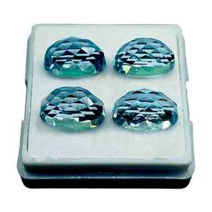 VVS 4 Pcs Natural Blue Topaz 11x5mm D Shape Checker Cut Top Quality Gemstone Lot - Picture 1 of 8