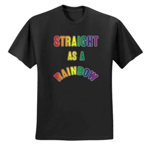 Straight as a Rainbow Humor LGBTQ Men Graphic Tshirt - Picture 1 of 16