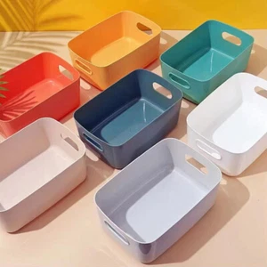 Cesta de almacenamiento de artículos diversos de escritorio Caja de almacenamiento de bocadillos de plástico Caja organizadora de cosméticos - Imagen 1 de 38