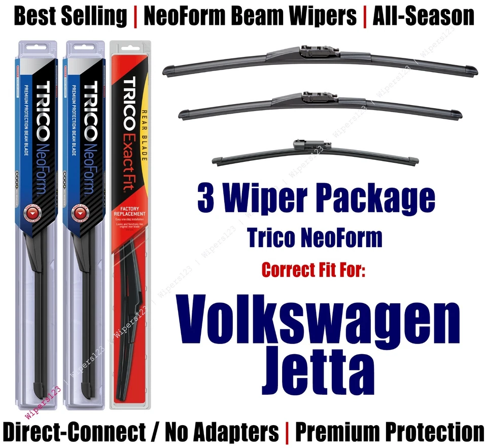 Limpadores dianteiros e traseiros NeoForm 3 peças ajuste 2009-2010 Volkswagen Jetta - 162415/1915/13G - Imagem 1 de 1