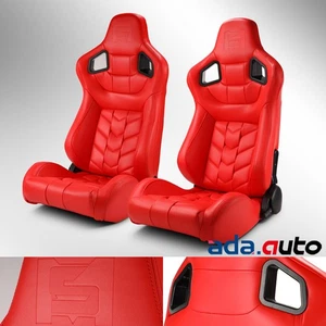 Unverisal Pure Series PVC Reclinable Red Racing Seats W/Slider Left/Right - Picture 1 of 10