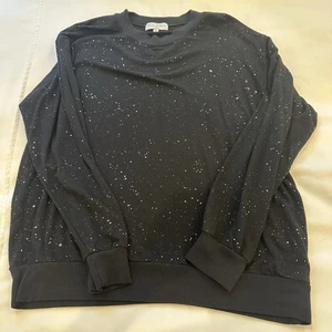 EUC MICHAEL STARS M Black Splatter Print  Long Sleeve Sweatshirt Soft EVEREVE - Picture 1 of 4
