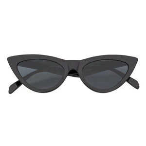 TABBY - High Pointed Retro Small Cat Eye Sunglasses Black Smoke Tint - Picture 1 of 8