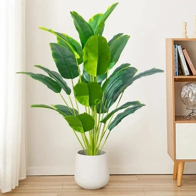 88cm Large Artificial Plants Tropical Palm Tree Fake Banana Plants Leaves Real - Image 1 of 4