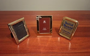 Frame Photo Picture Gold Set of 3 Vintage Brass Rectangle with Glass - Picture 1 of 5