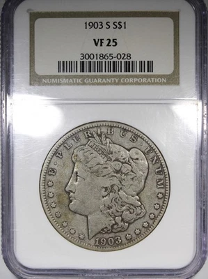 1903-S Morgan Dollar NGC VF25 Circulated Key Date $1 Crusty - Image 1 of 4