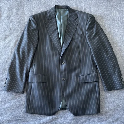 Blazer Luigi Bianchi Mantova Para Hombres 40R Chaqueta a Rayas Super 140s Lana Virgen Foto 1 de 4