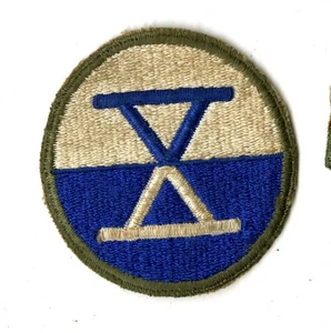 X Corps White Back Patch WWII Vintage Blue Embroidered Line Across Center - Picture 1 of 2